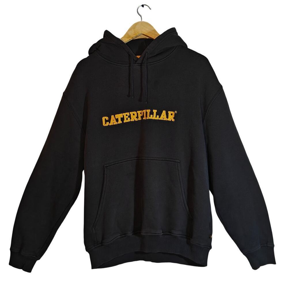 Caterpillar CAT Black Pullover Hoodie Embroidered Logo Mens Large